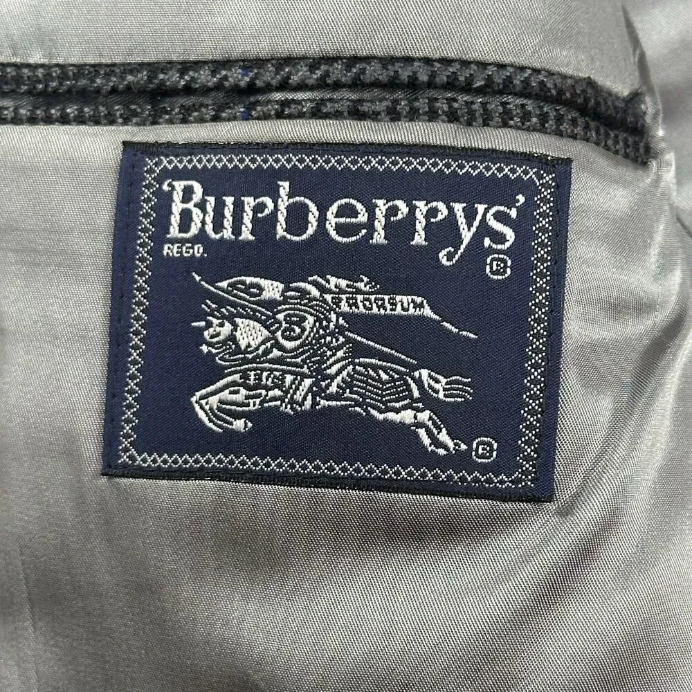 Vintage Burberrys’ Gray Glen Plaid 100% Wool Sport Coat Blazer Mens 46R USA